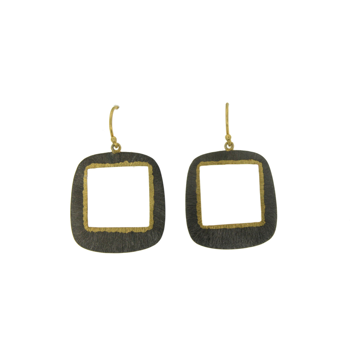 Two-Tone Square French Hook Earrings