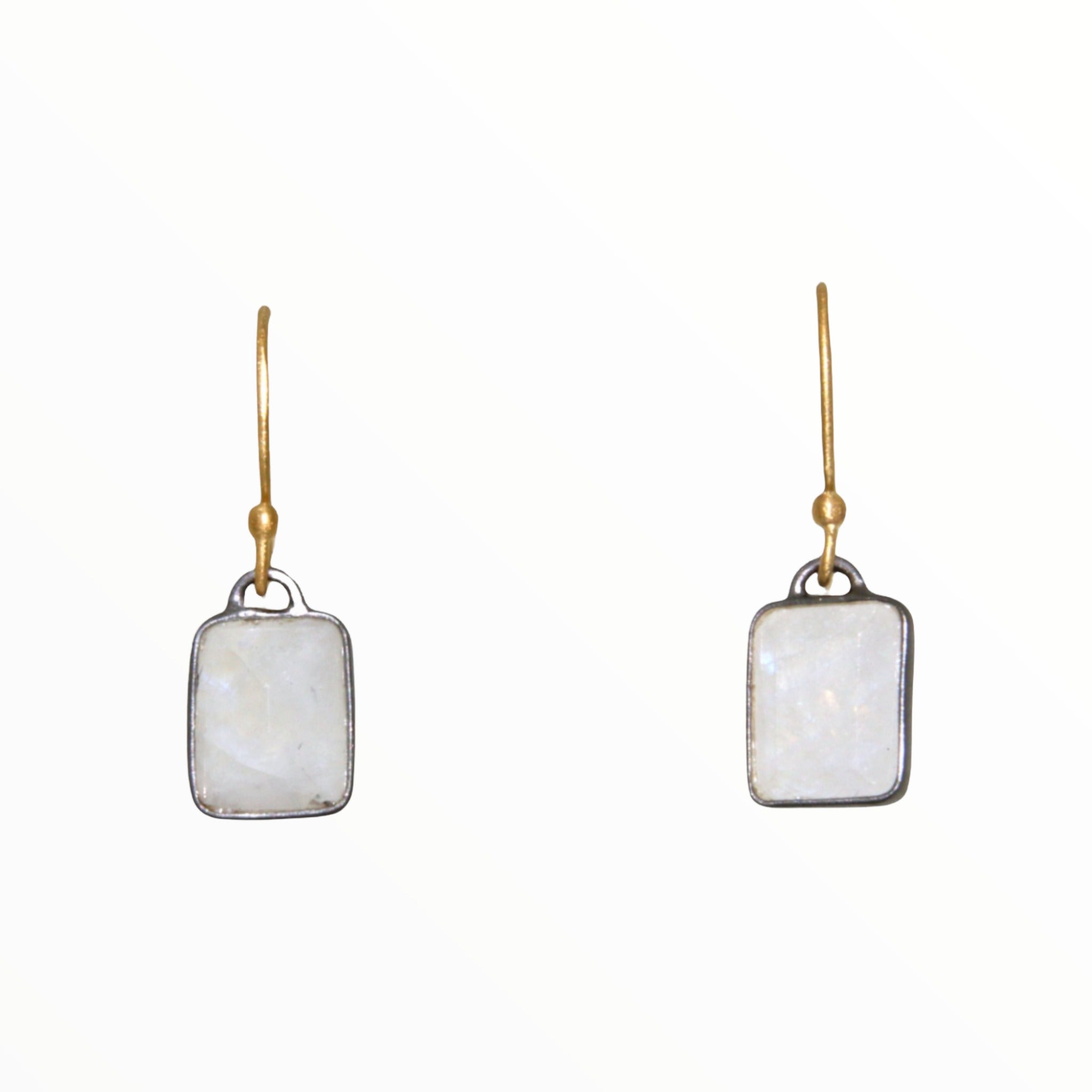 Rainbow Moonstone Rectangle in a Two tone Post & Hook