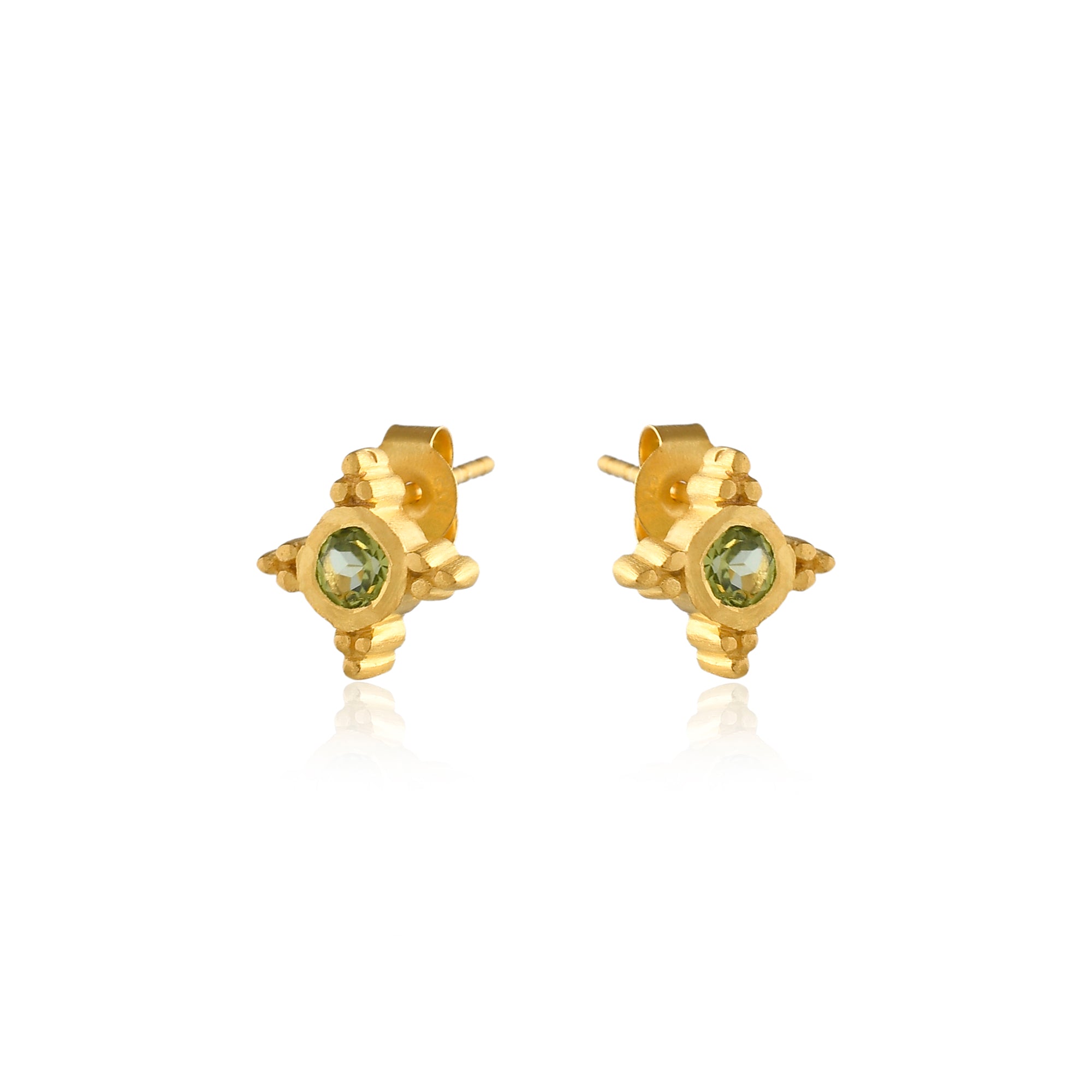 Peridot Flowers Studs