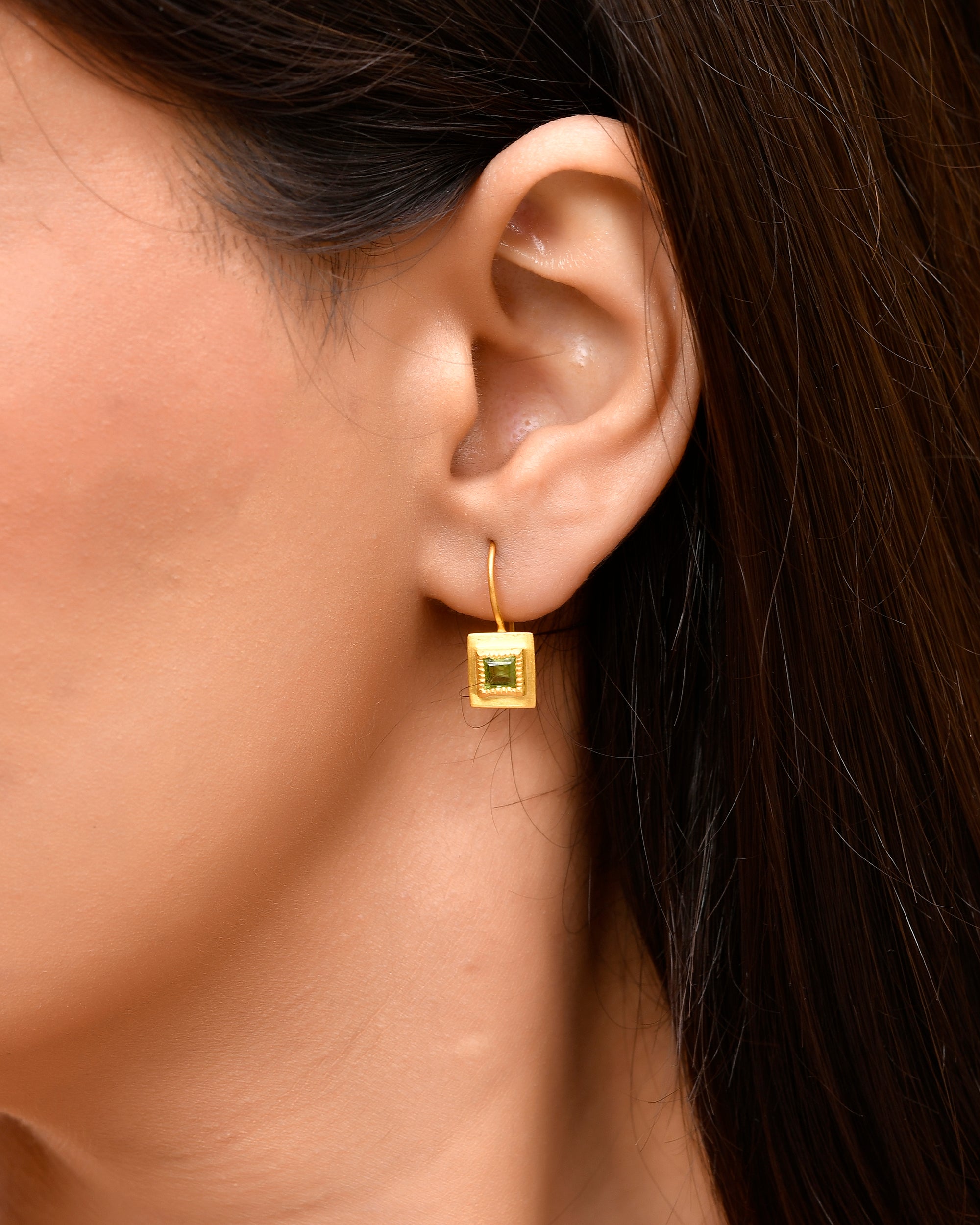 Blue Topaz Square Drop Earrings