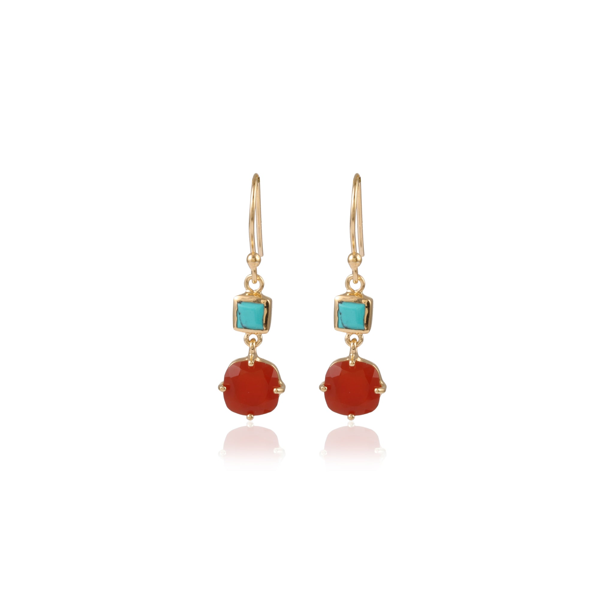 Turquoise Red Onyx Earrings