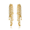 Pearls Waterfall with gold beads. Post. L: 2.5"