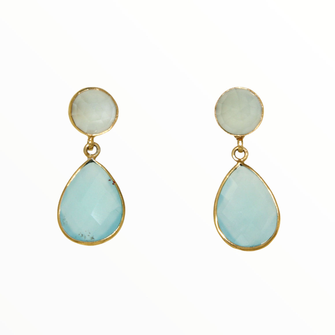 Aqua Chalcedony, two tier round and pear shaped