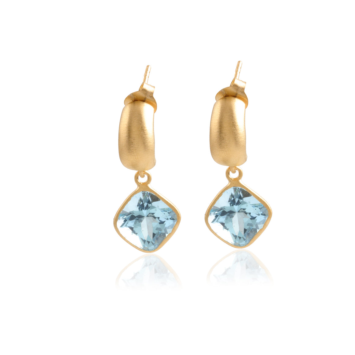 Blue Topaz Gold Loop Earrings