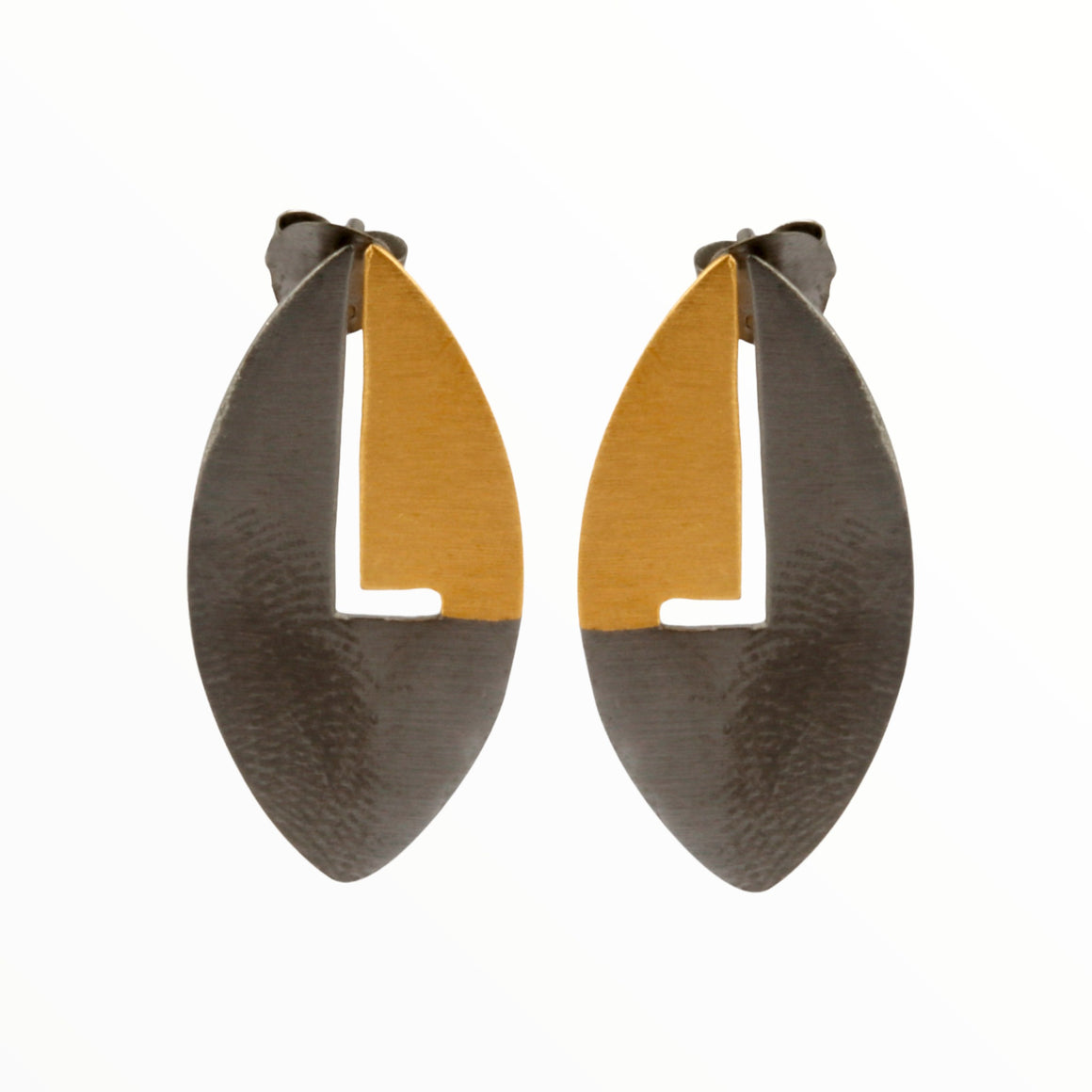 Two Tone Elliptical Post Earrings