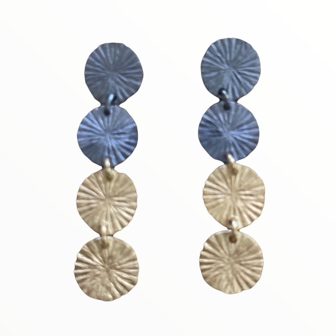 Two Tone Discs in gold and Dark Rhodium