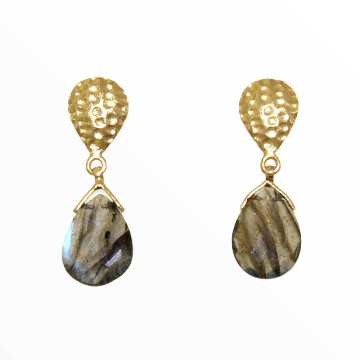 Pear Shaped Gold Top with a Labradorite Drop