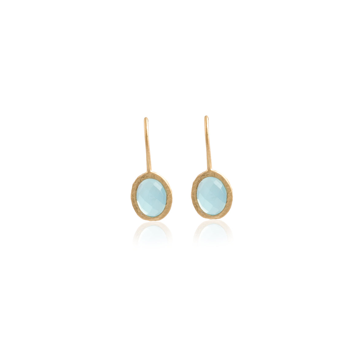 Aqua Chalcedony Bezel Drop Earrings