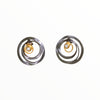 Dark Rhodium Spiral Flower Earrings with Pearl Center