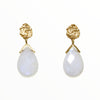 Rainbow Moonstone Pear Drop Earrings on Hammered Gold Post