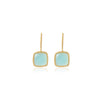 Checker Cut Aqua Chalcedony Earrings