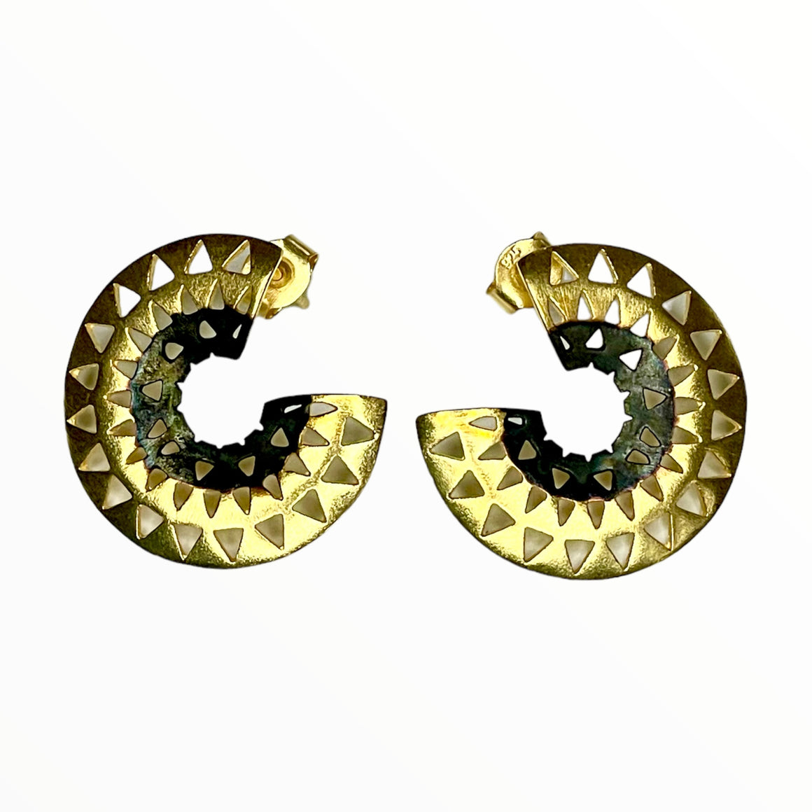 Three Quarter Circle Cut Out Design in Gold and Rhodium