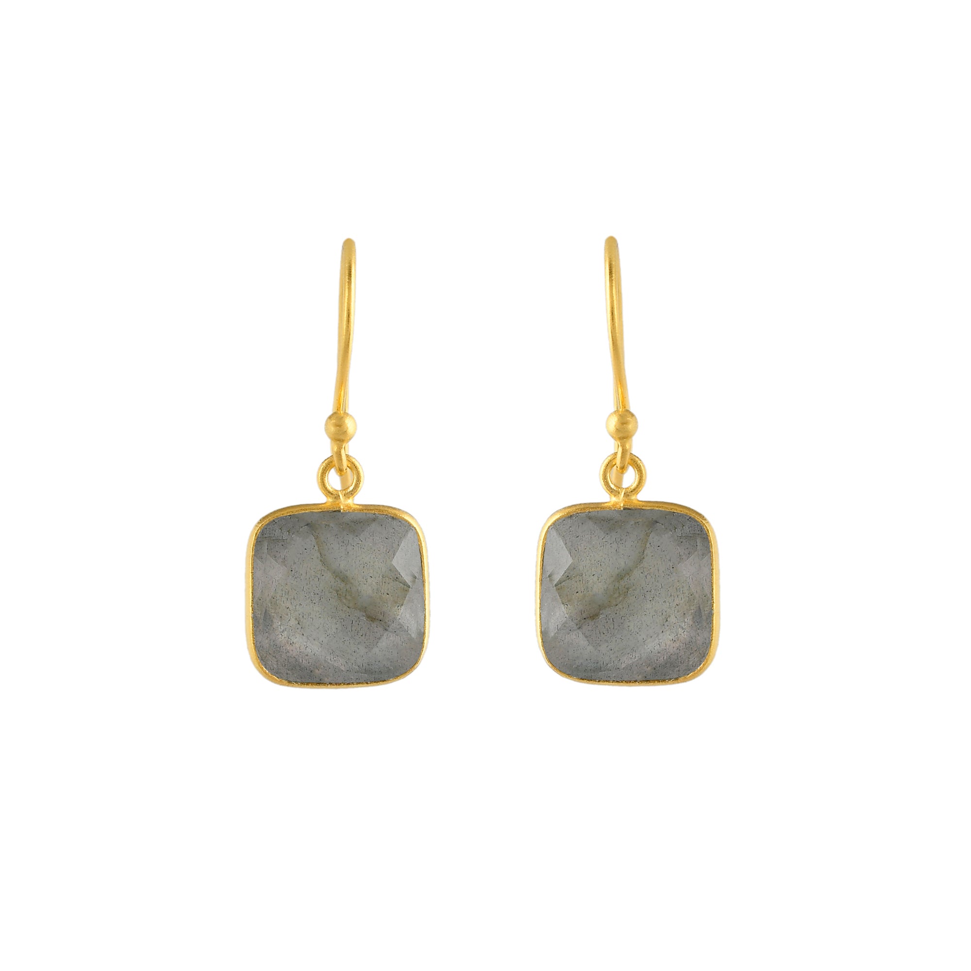 Labradorite Sq checker cut French hook