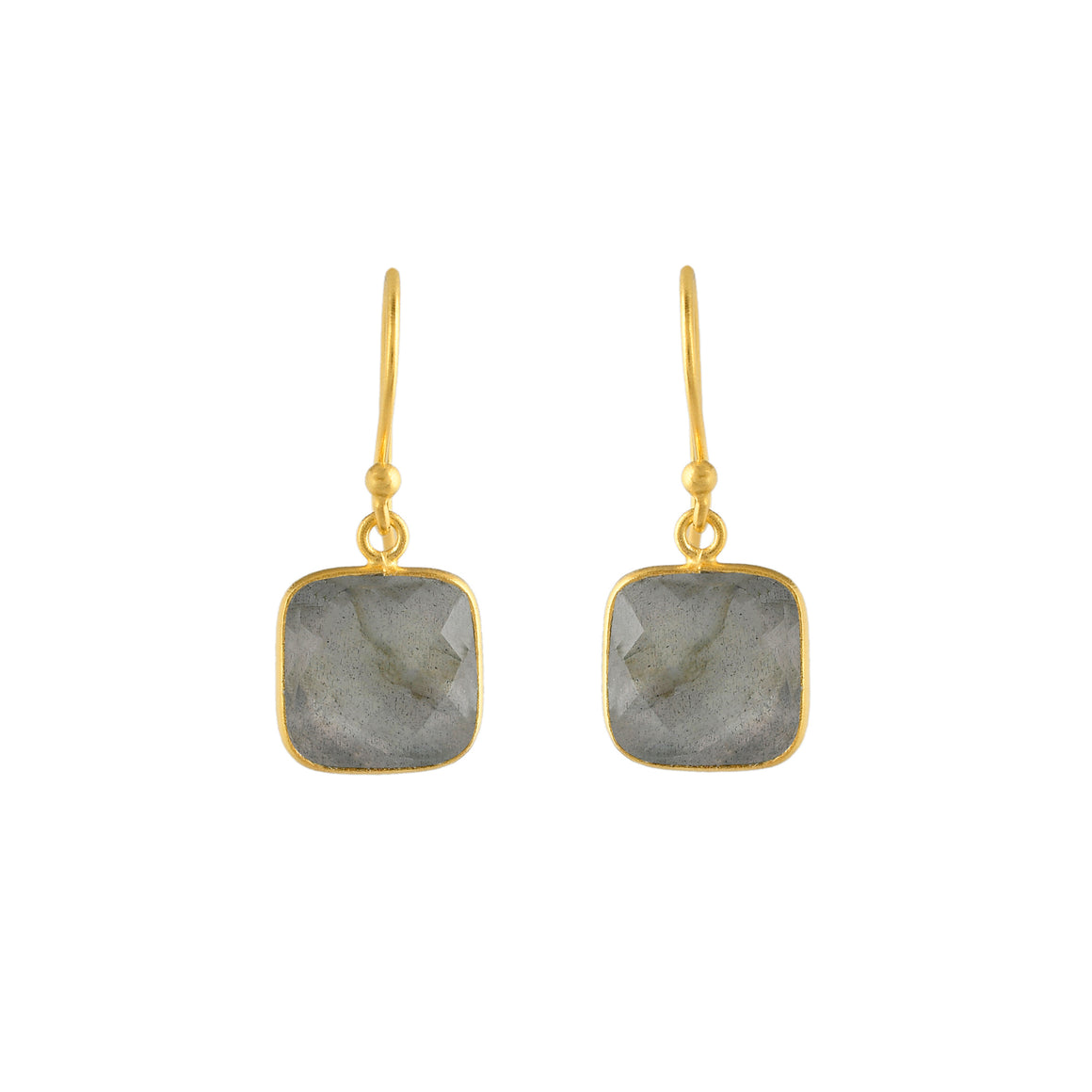 Labradorite Sq checker cut French hook