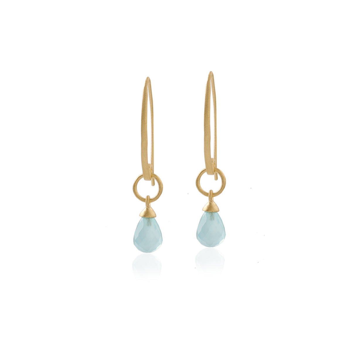 Aqua Chalcedony Drop Hook Earrings