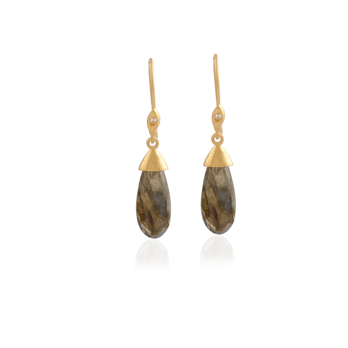 Narrow Labradorite Drop Earrings