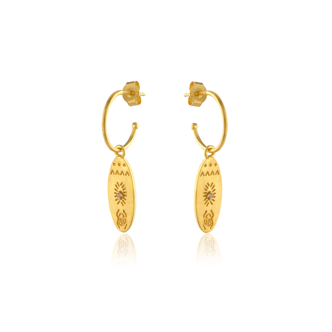 Devi Oval Embellished Ring Earring in Gold