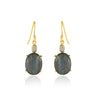 Checker Cut and Cabochon Labradorite Earrings