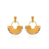 Tourmaline Embellished Gold Semi Circle Earrings