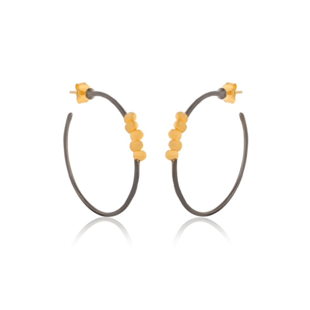 Two Tone Hoop with Gold Dots