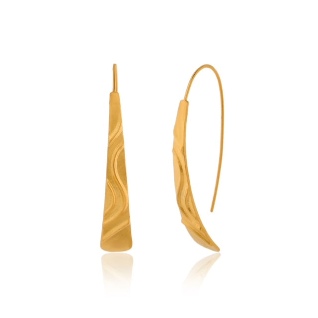 Matt Gold Wave Design Earrings