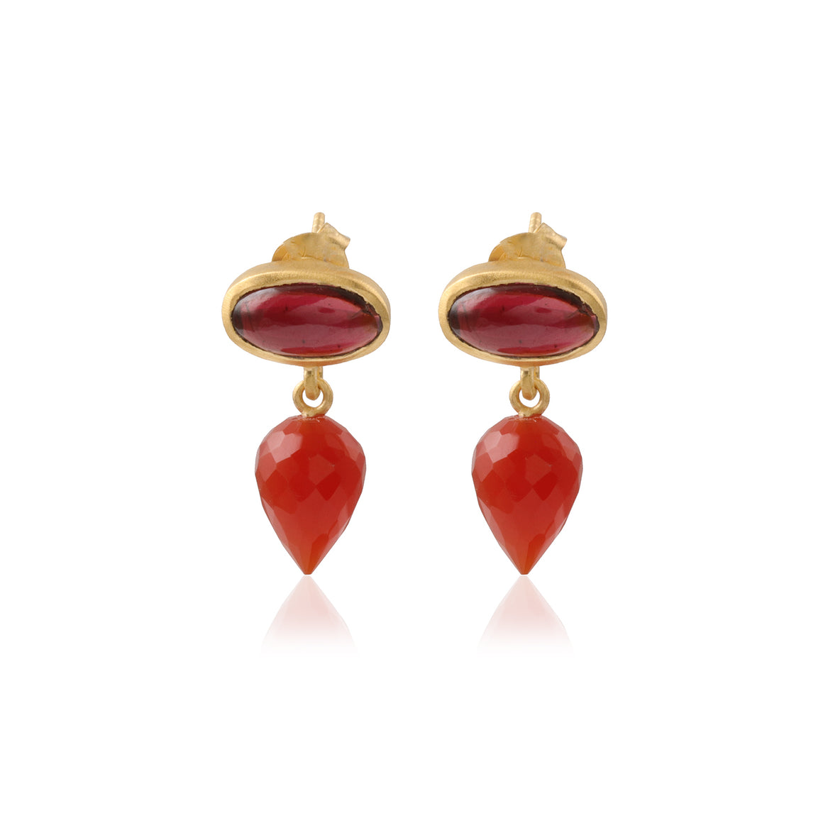 Garnet and Red Onyx Drop Earrings