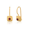 Tourmaline Gold Square Earrings