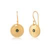 Green tourmaline Round Earring on French Hook