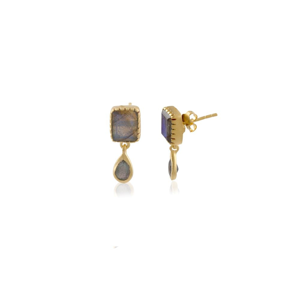 Labradorite Rectangular Drop Earrings