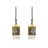 Two Tone Labradorite Rectangle Earrings