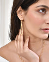 Textured Matt Gold Long Loop Earrings