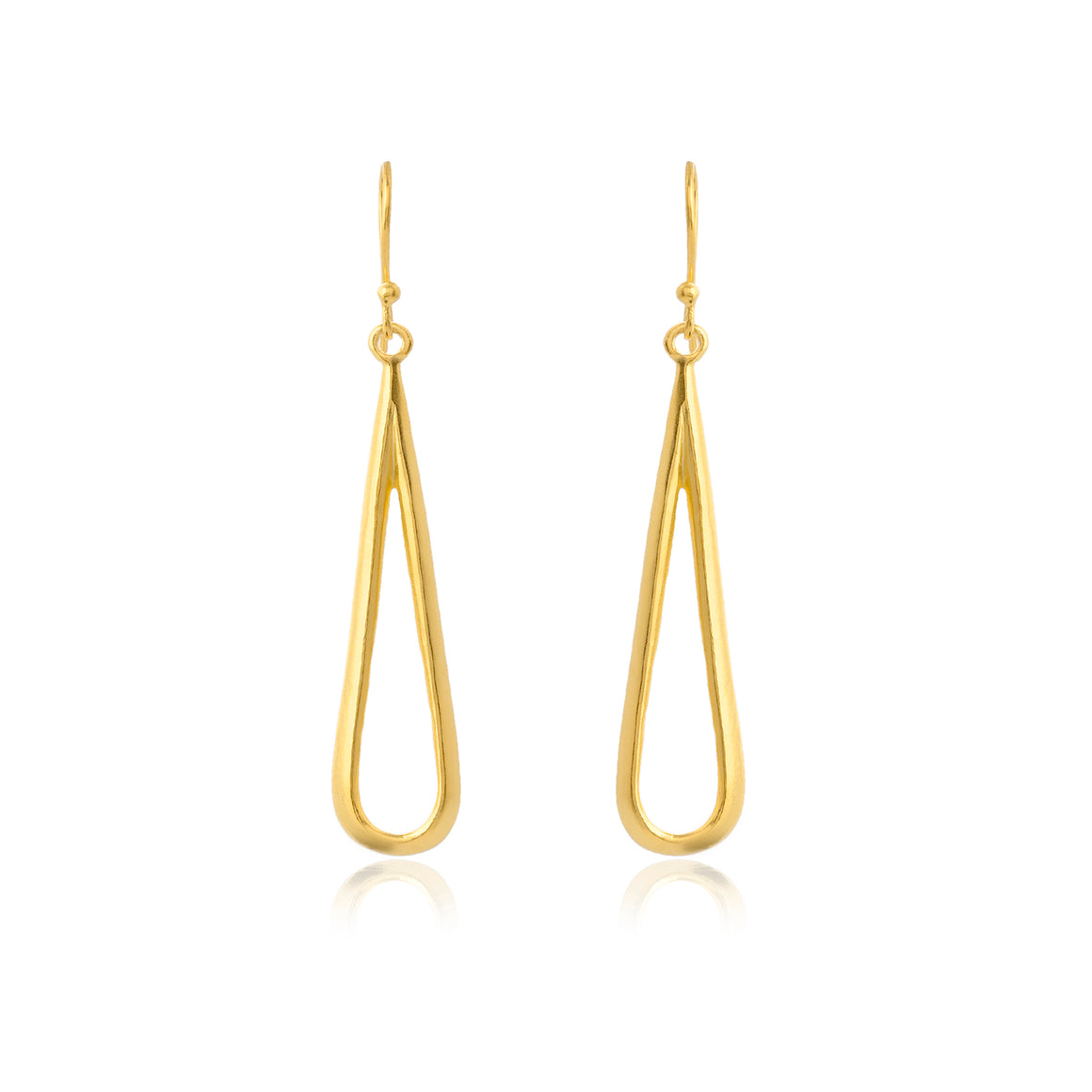 Textured Matt Gold Long Loop Earrings