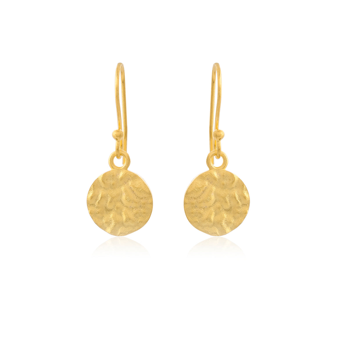 Matt Gold Textured Round Earrings