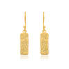 Matt Gold Textured Rectangle Earrings