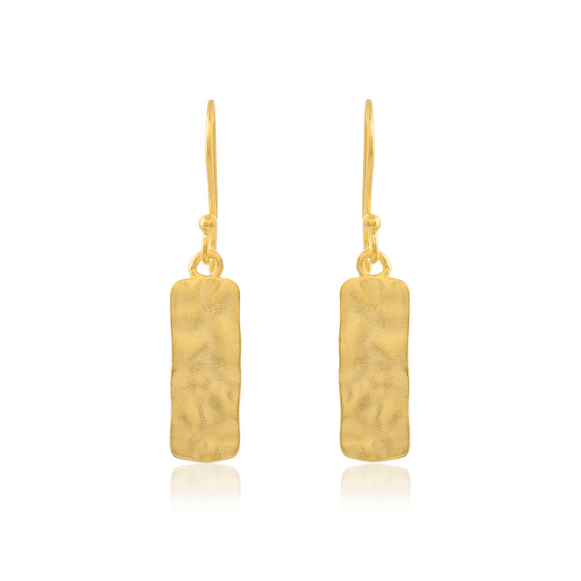 Matt Gold Textured Rectangle Earrings