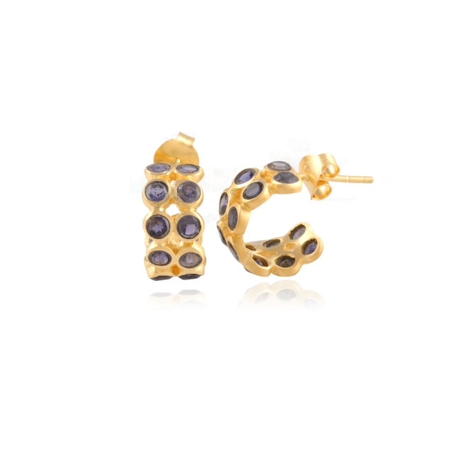 Iolite Huggie Earrings