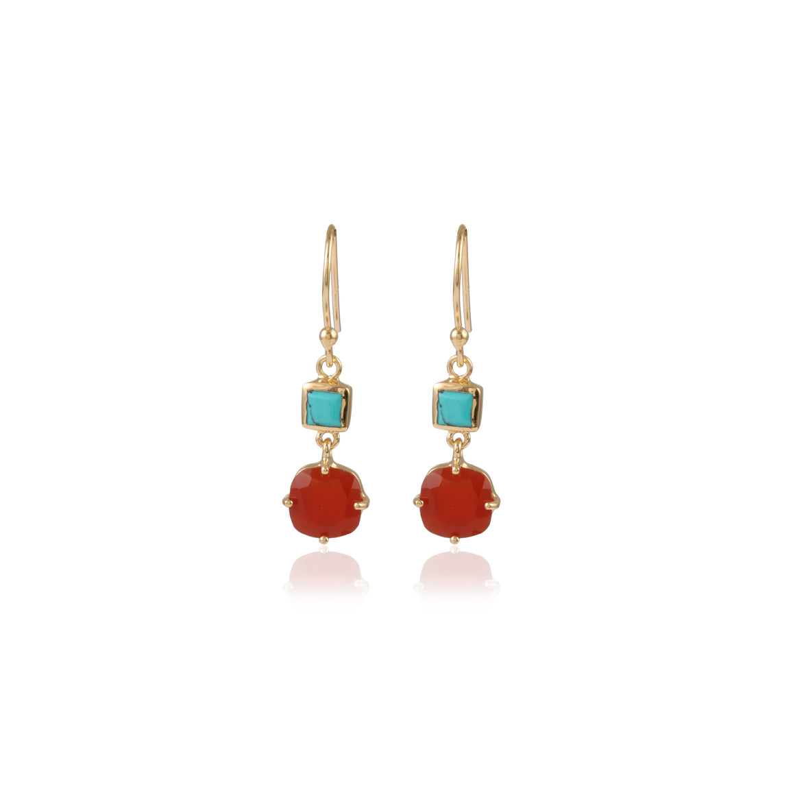 Turquoise Red Onyx Earrings