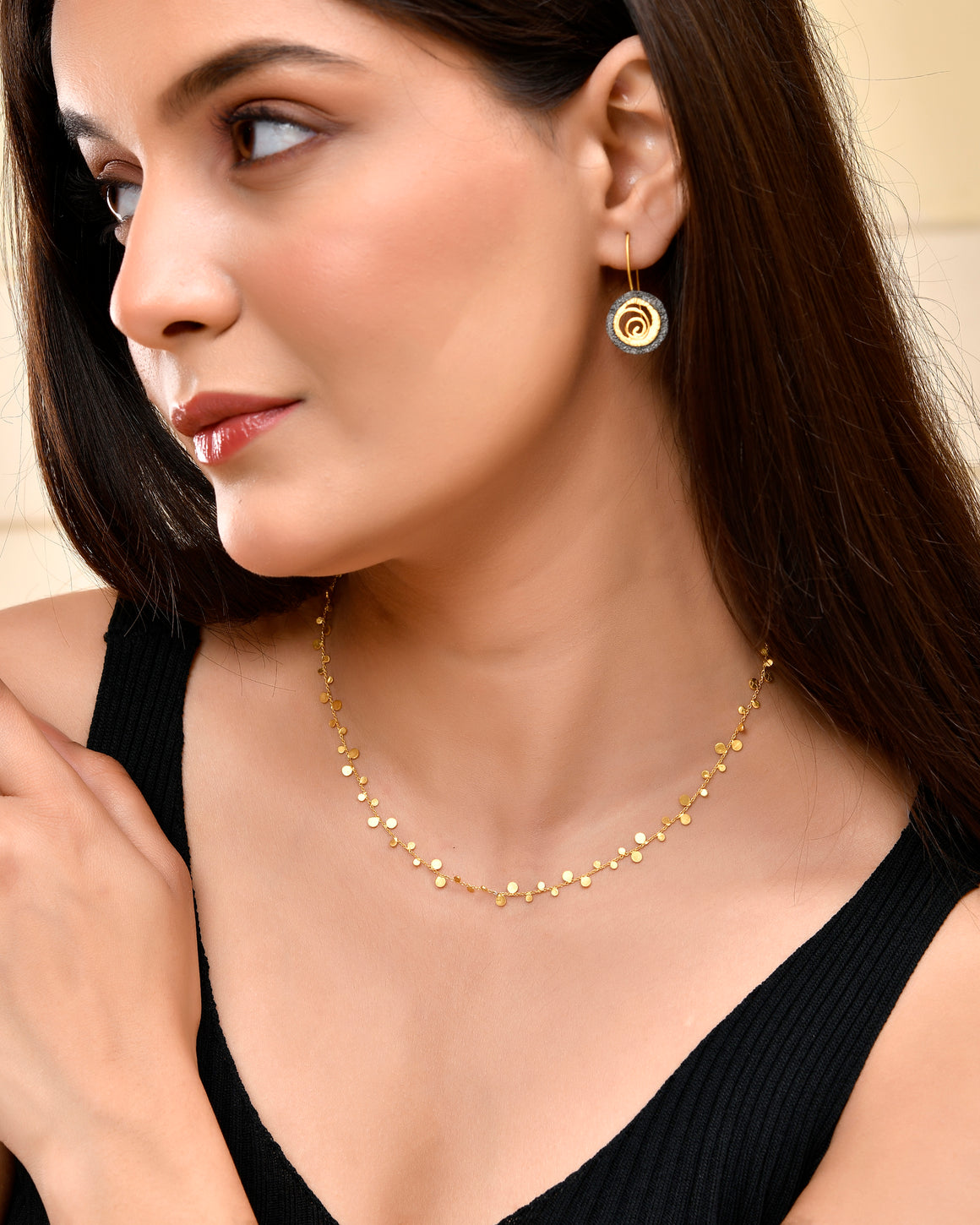 Two Tone Black & Gold Earrings