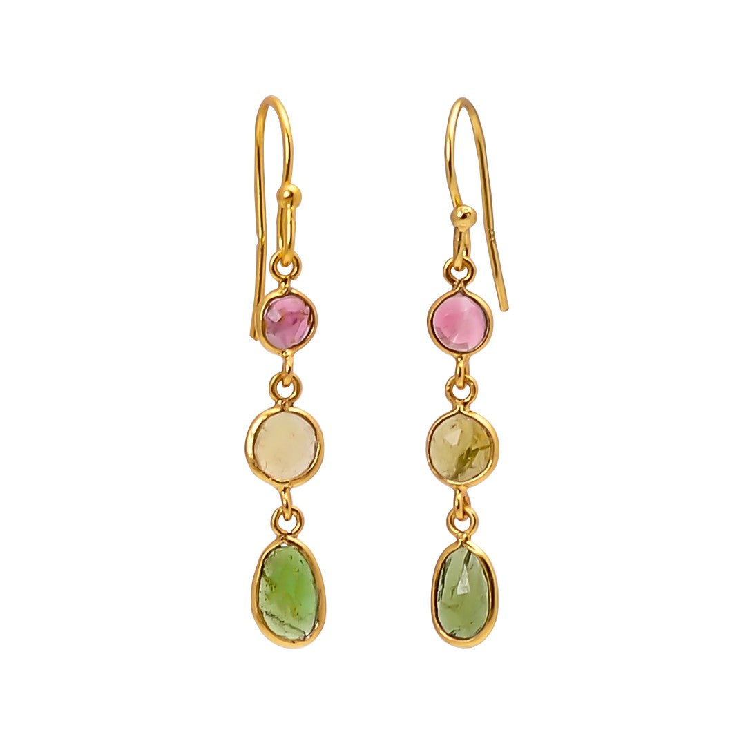Tourmaline 3 Stone Earrings