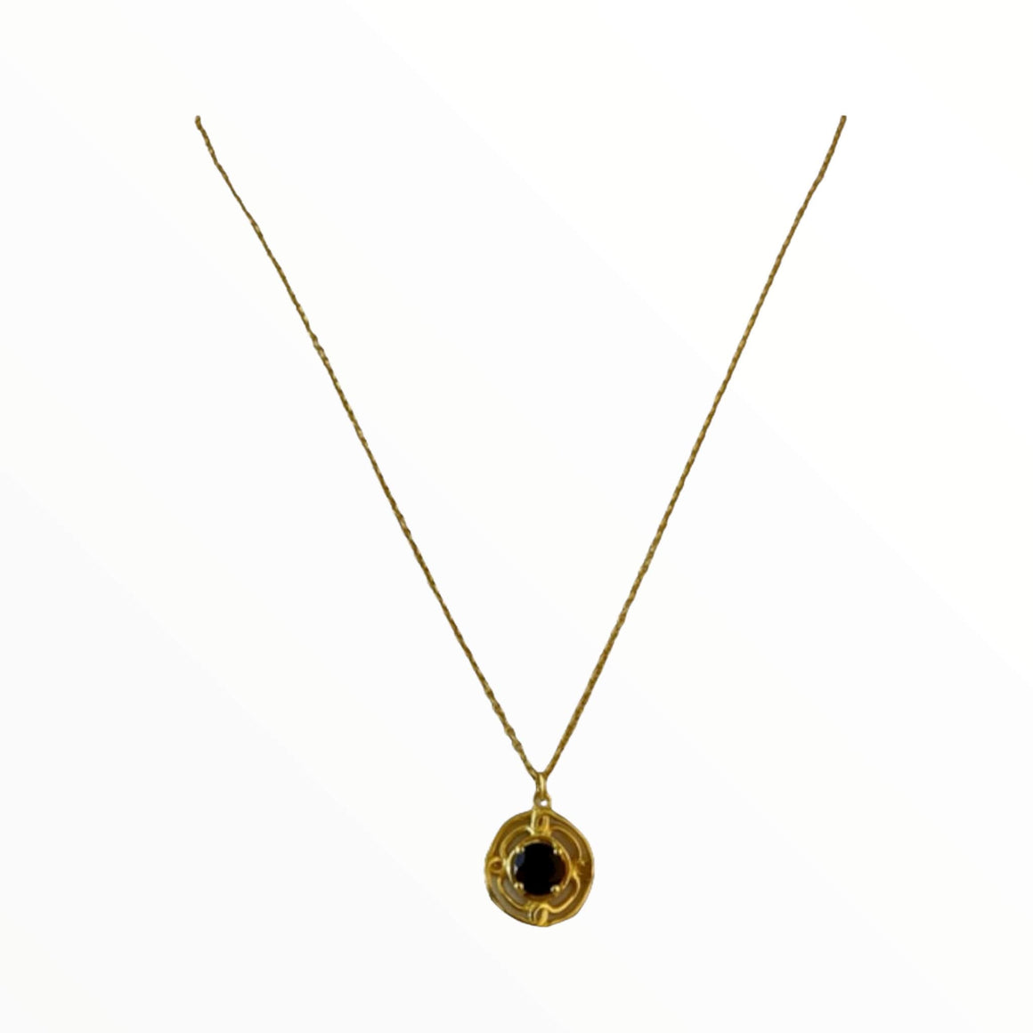 Garnet flower with gold frame