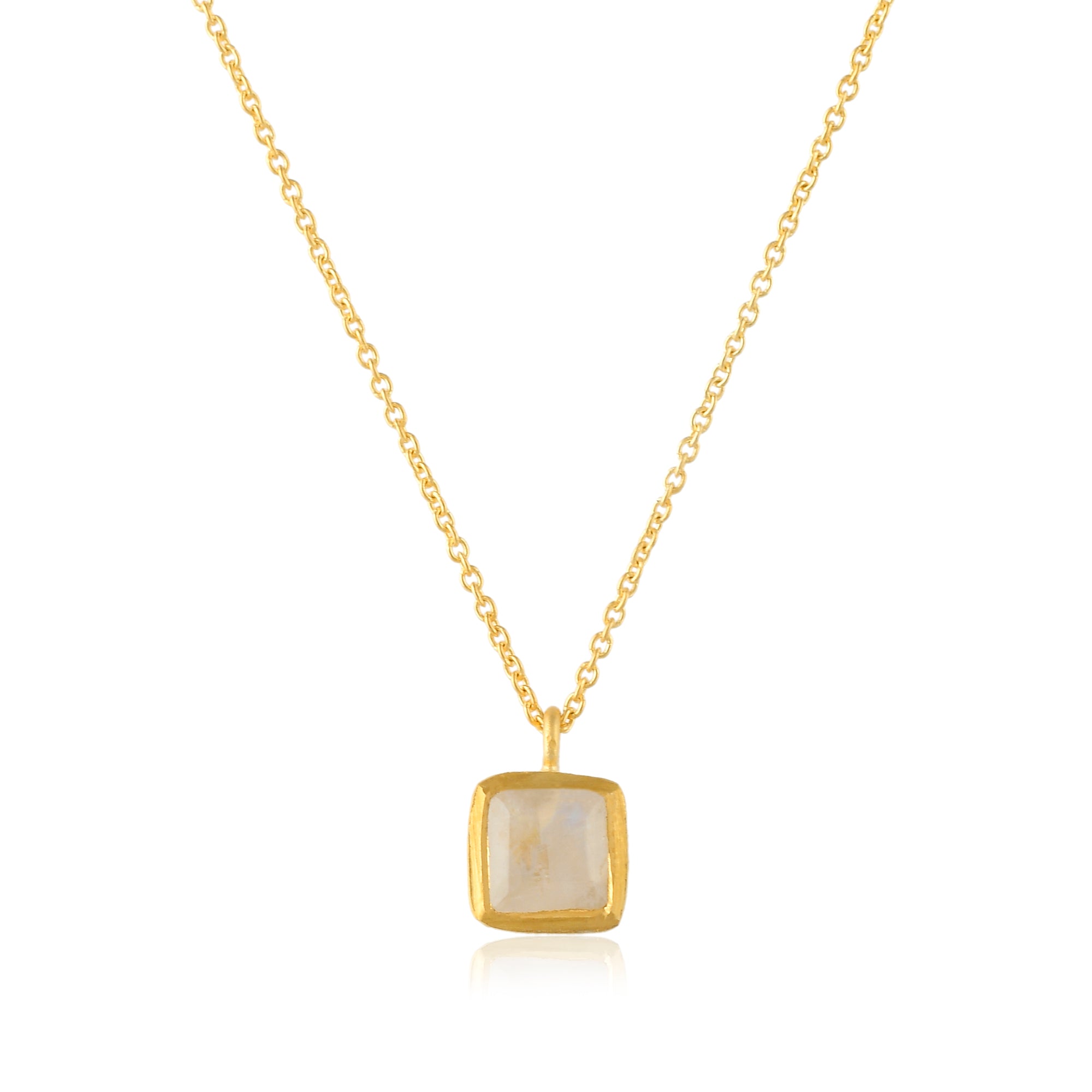 Rainbow Moonstone Square checker cut pendant