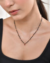 Garnet Agate Gold Beaded Necklace