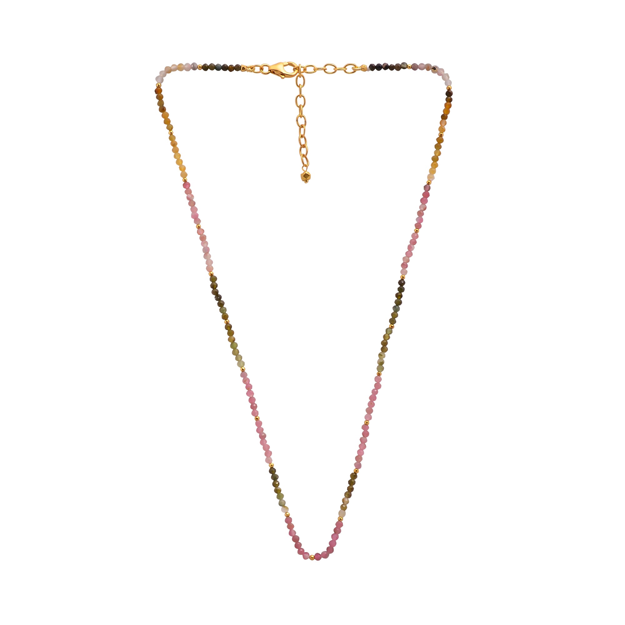 Tourmaline String with gold beads