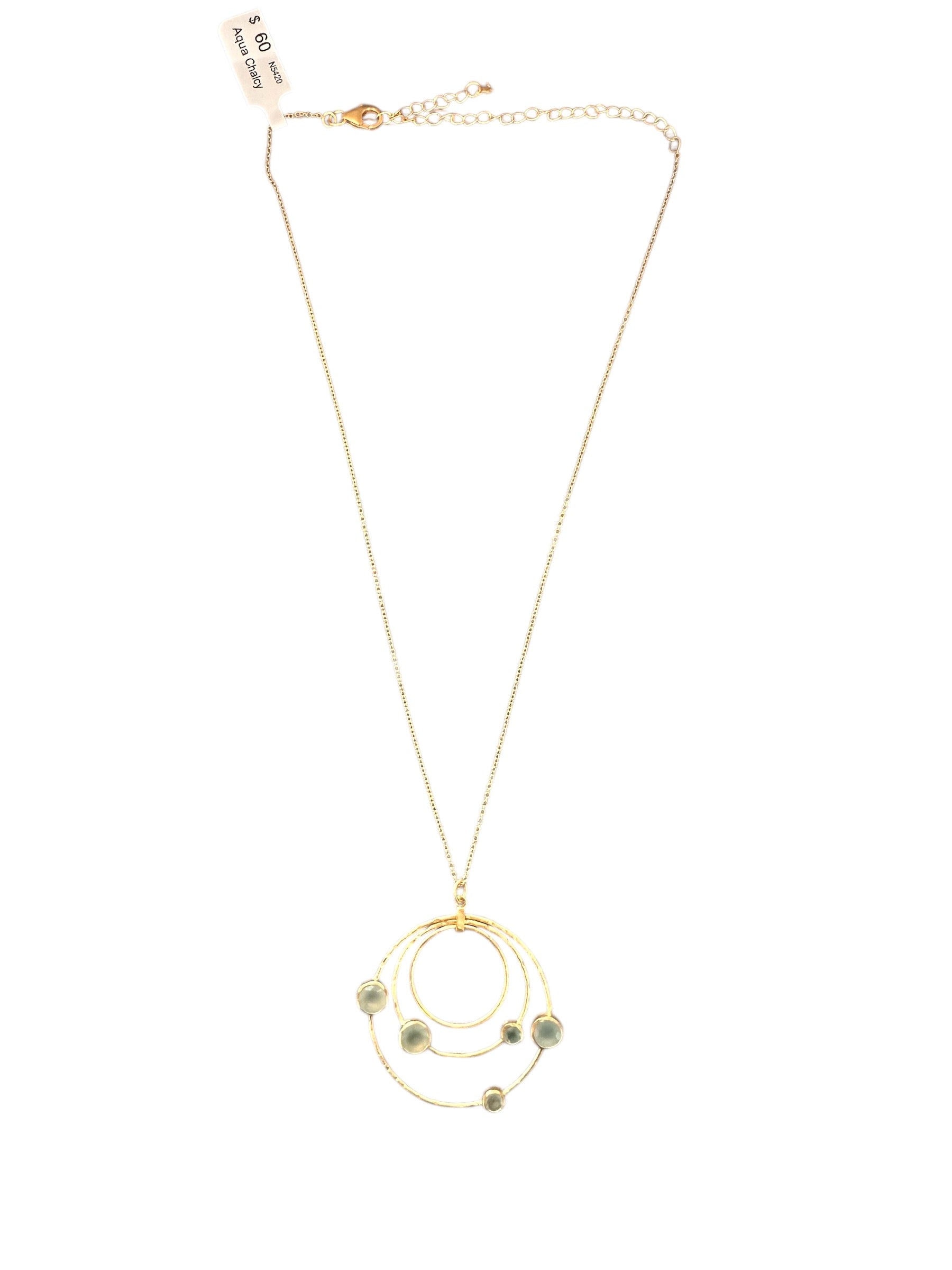 Aqua Chalcedony Round Pendant