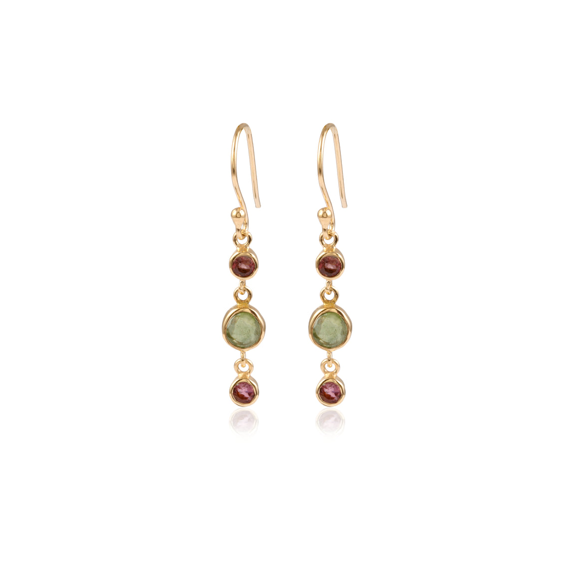 Green Pink Tourmaline Earrings