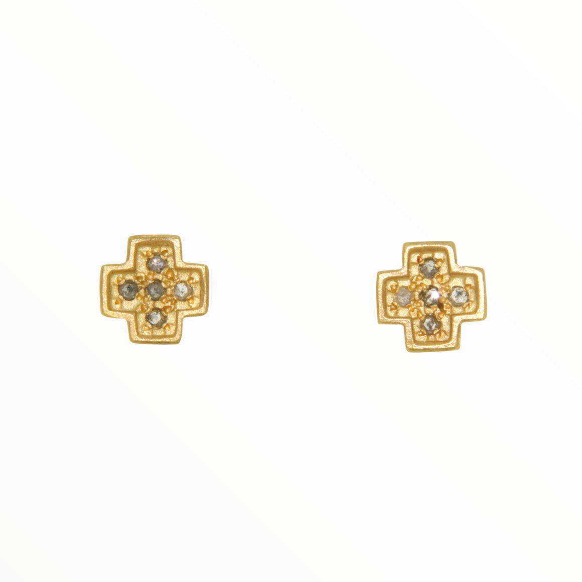 Devi Cross Studs with Diamonds