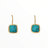 Peacock Leaf Square Earrings in Turquoise