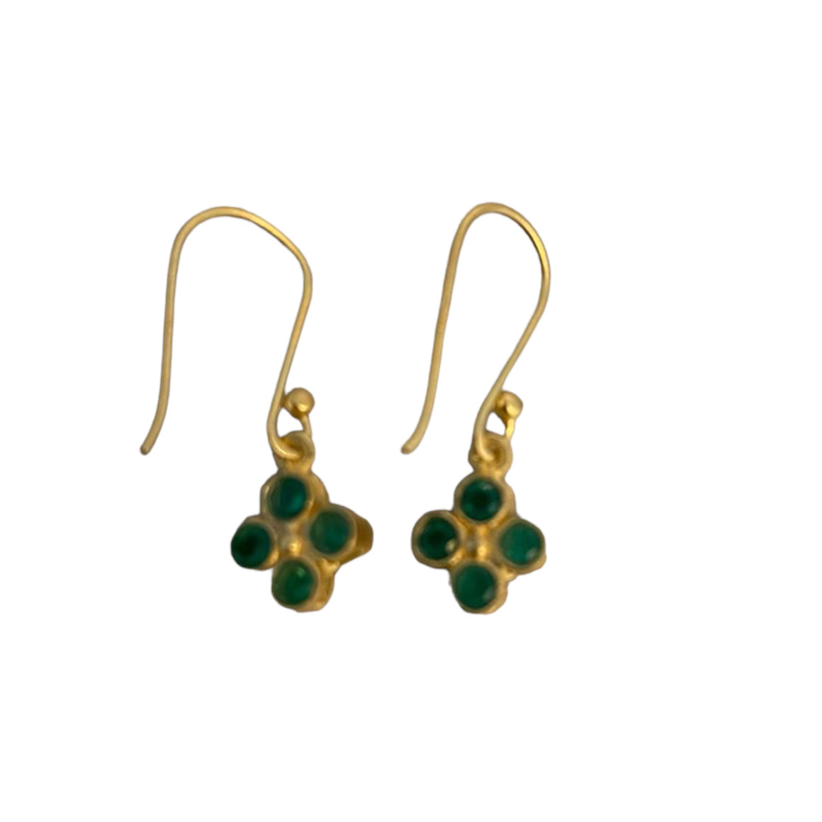 Four Stone flower earring in Green Onyx