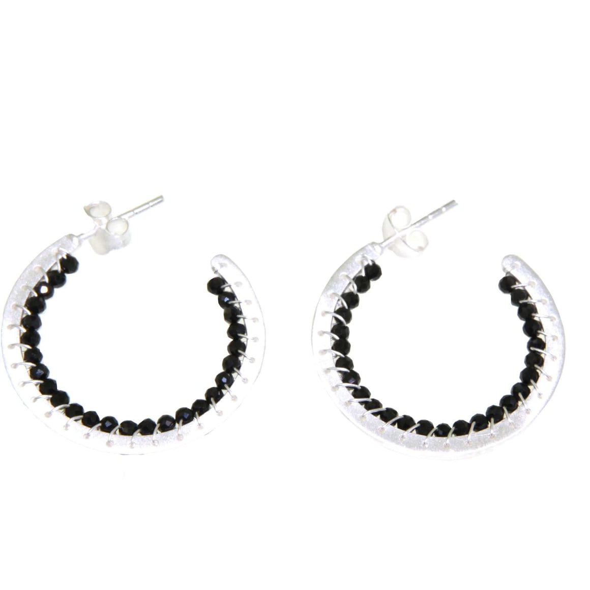 Manjusha Jewels earrings Black Spinel Silver Earrings