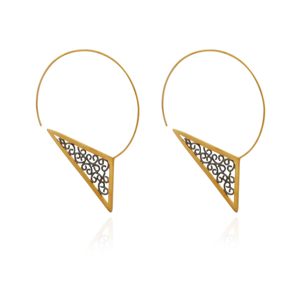 Manjusha Jewels Earrings Sun and Moon Geo Earring in Dark Rhodium and Gold